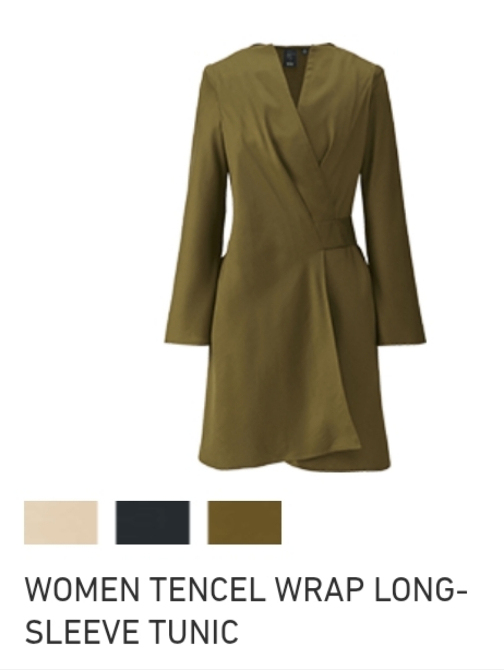 Hana Tajima For Uniqlo Olive Green Wrap Front Modest Tunic - Size M